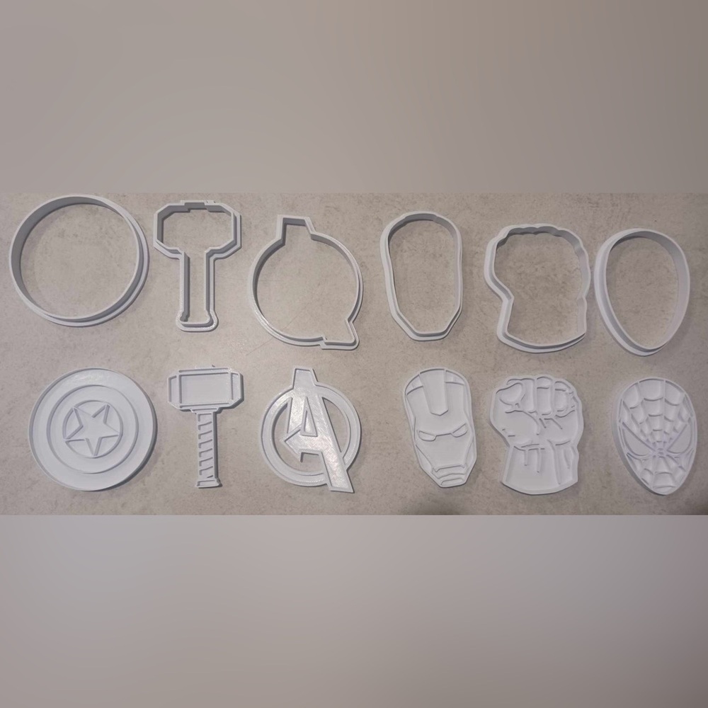 Avengers Cookie Cutter & Stamp Set — 3D Printed Marvel Baking Tools
